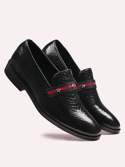 Attractive Croco Leather Loafers | Black