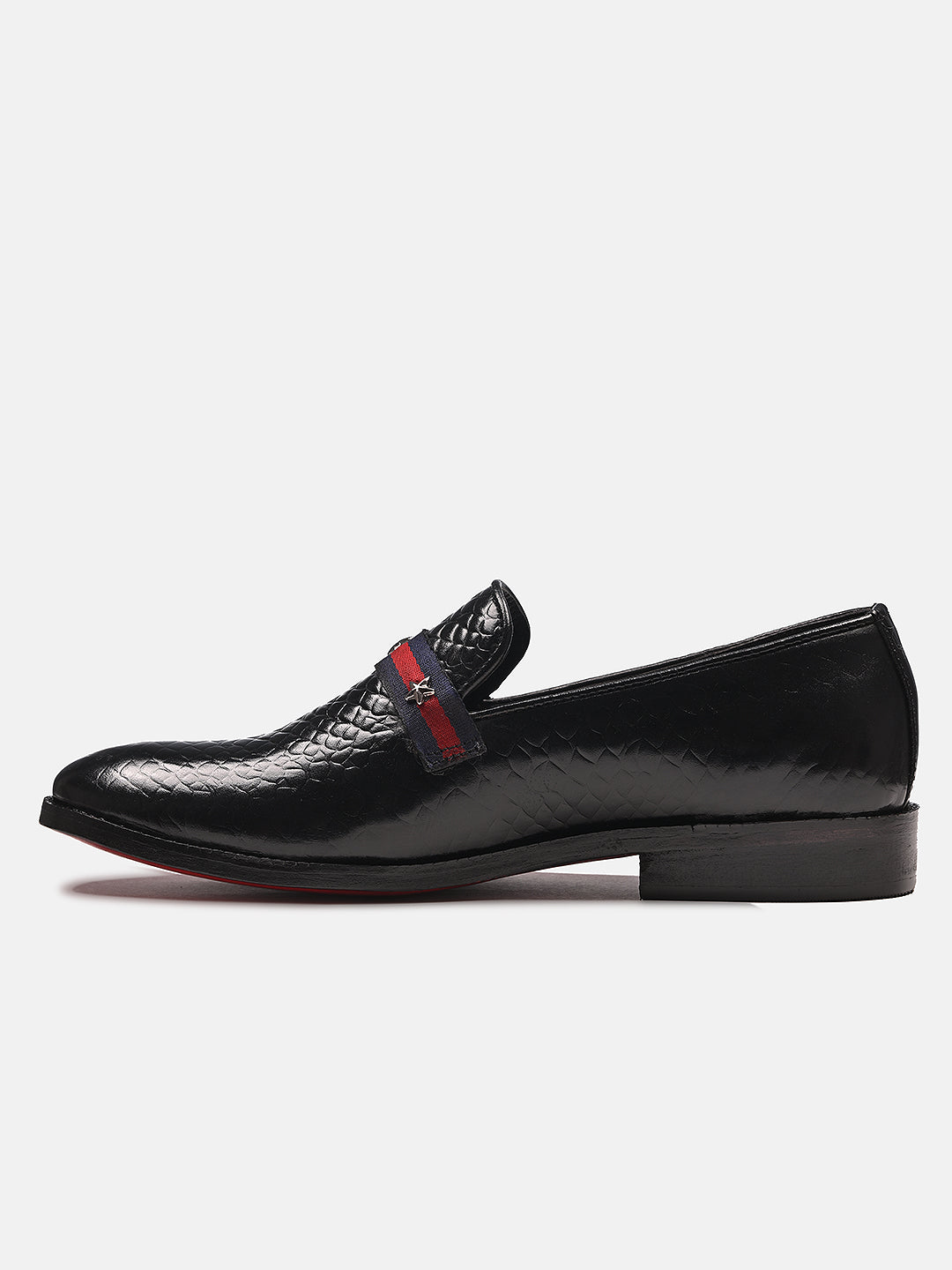 Attractive Croco Leather Loafers | Black