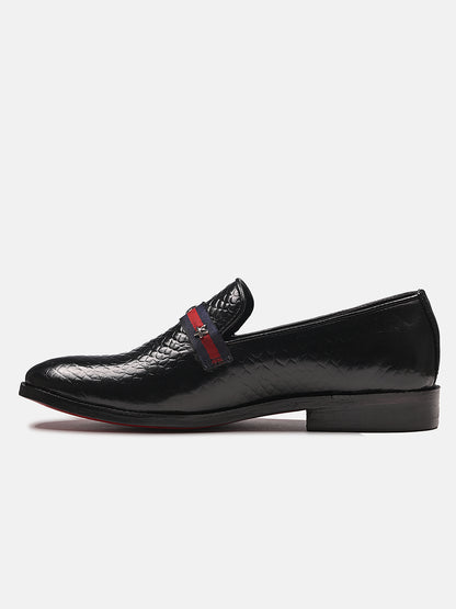 Attractive Croco Leather Loafers | Black