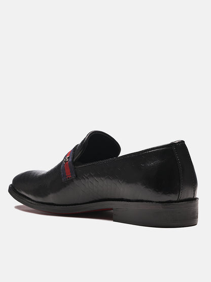 Attractive Croco Leather Loafers | Black