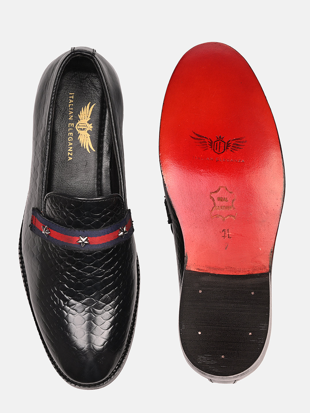 Attractive Croco Leather Loafers | Black