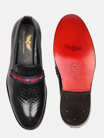 Attractive Croco Leather Loafers | Black
