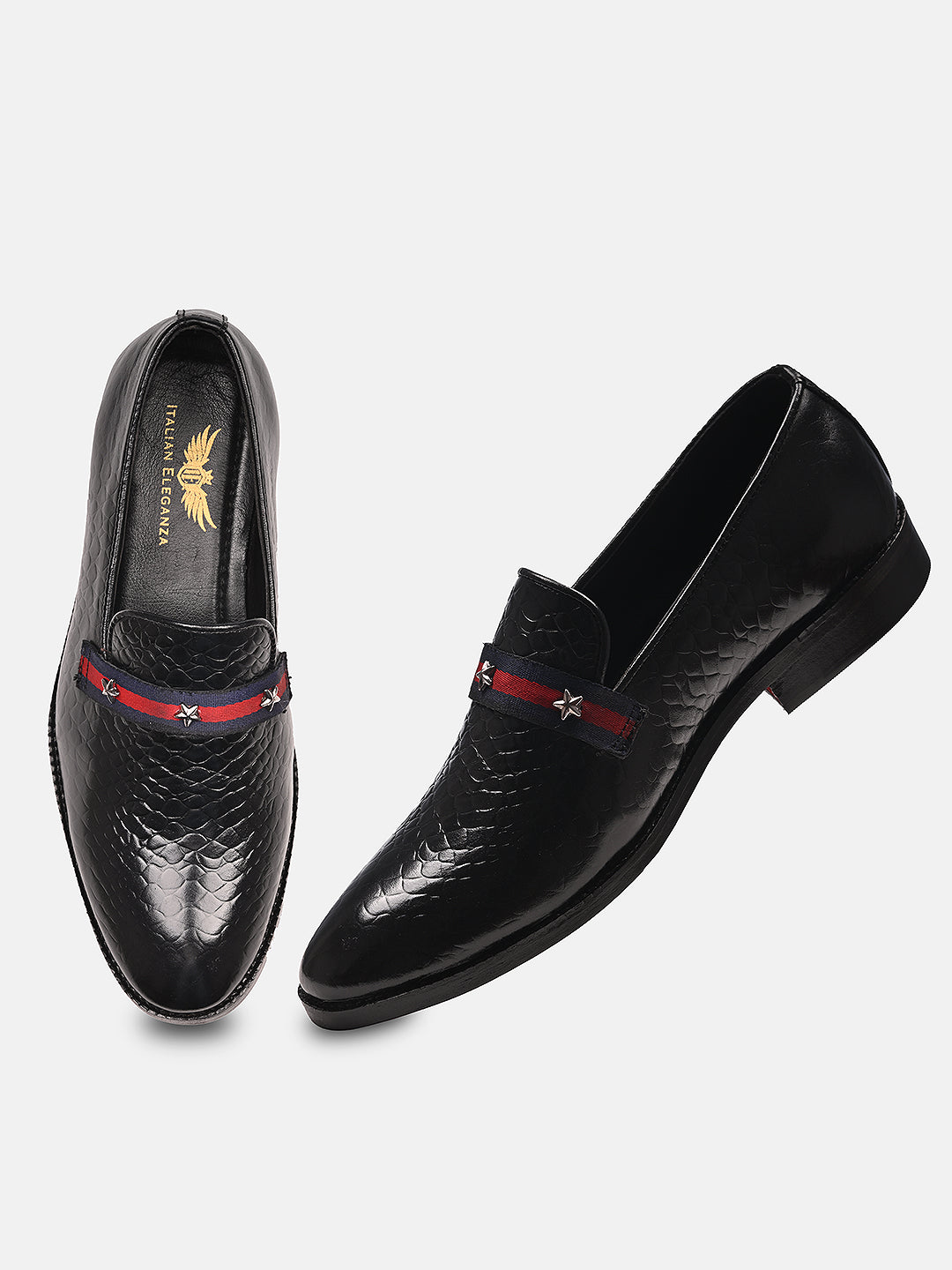 Attractive Croco Leather Loafers | Black