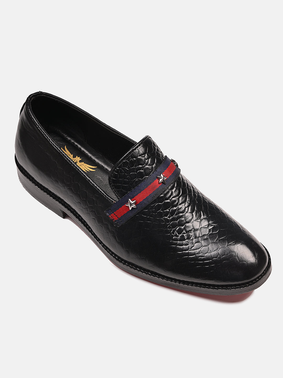 Attractive Croco Leather Loafers | Black