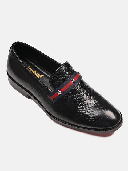 Attractive Croco Leather Loafers | Black