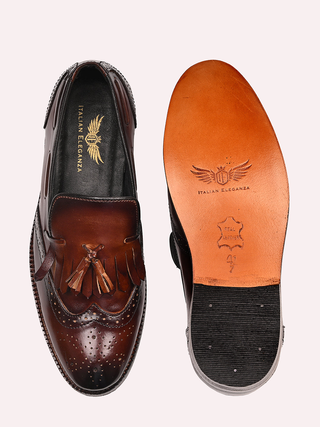 Stylish Kiltie Leather Loafers | Brown