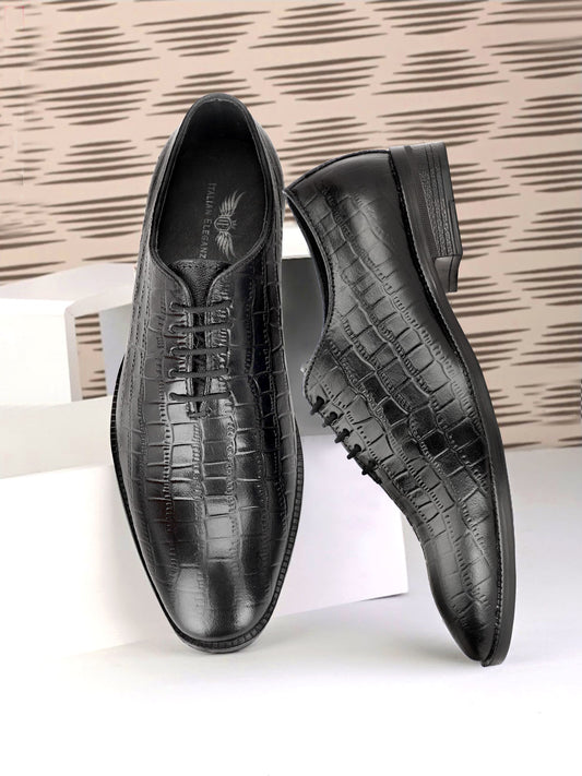 Genuine Leather Croco Wholecut Oxford  Shoes