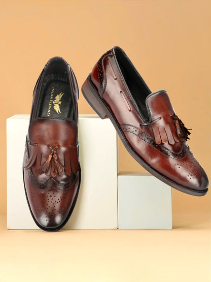 Stylish Kiltie Leather Loafers | Brown