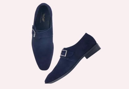 Stylish Genuine Suede Leather Solid Monkstrap for Men | Blue