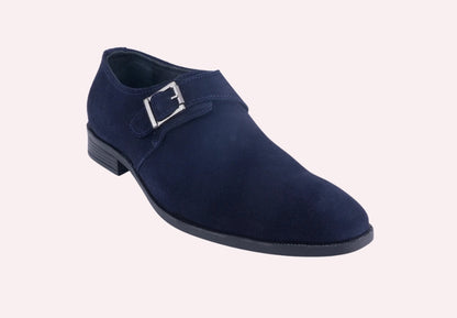 Stylish Genuine Suede Leather Solid Monkstrap for Men | Blue