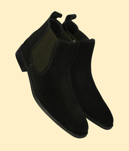 Genuine Suede Leather Chelsea Boots | Black