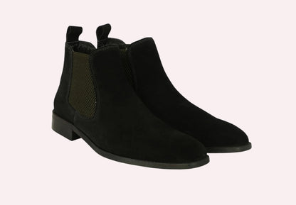 Genuine Suede Leather Chelsea Boots | Black