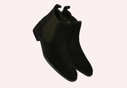 Genuine Suede Leather Chelsea Boots | Black