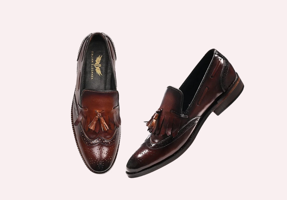 Stylish Kiltie Leather Loafers | Brown