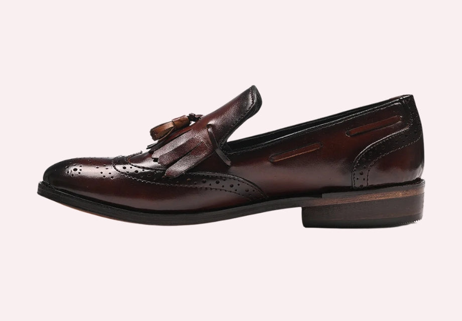 Stylish Kiltie Leather Loafers | Brown