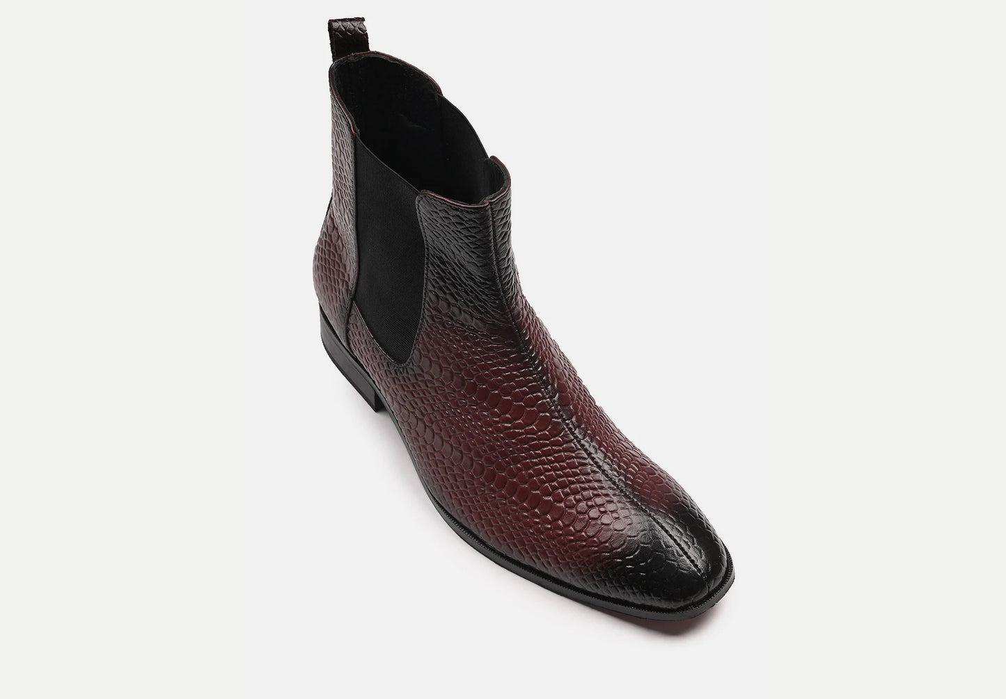 Attractive Snake Print Leather Chelsea Boots