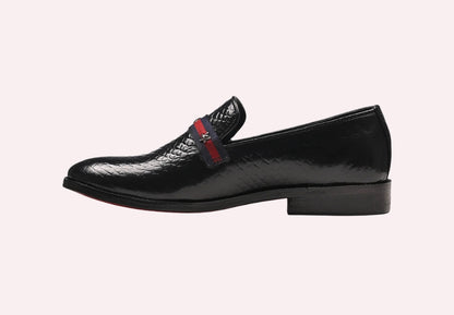 Attractive Croco Leather Loafers | Black