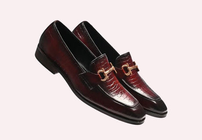 Attractive Croco Horsebit Leather Loafers | Cherry