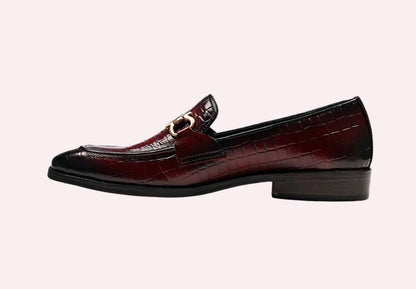 Attractive Croco Horsebit Leather Loafers | Cherry