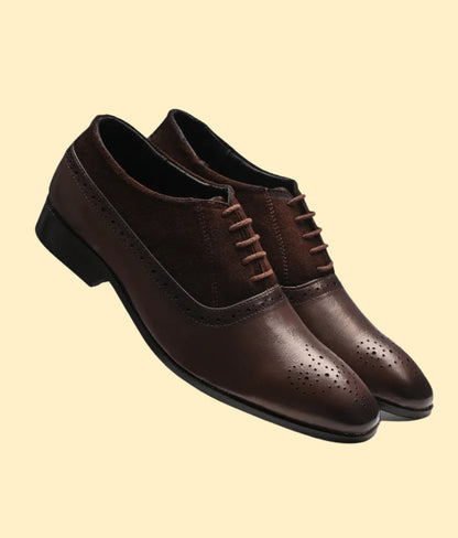 Stylish Leather Brogues Oxford Laceup Shoes | Brown