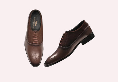 Stylish Leather Brogues Oxford Laceup Shoes | Brown