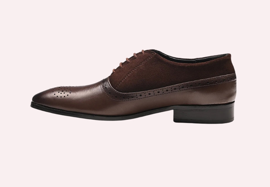 Stylish Leather Brogues Oxford Laceup Shoes | Brown