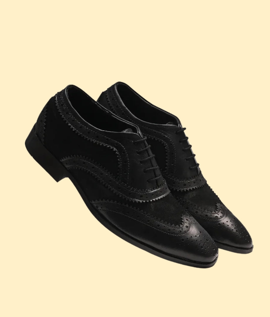 Comfortable Leather Brogues Oxford Laceup Shoes | Black