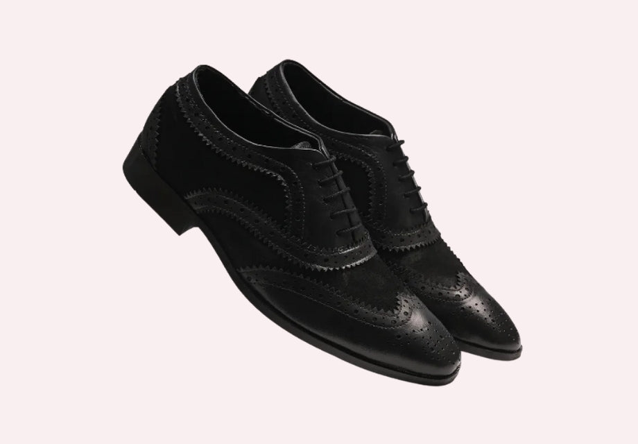 Comfortable Leather Brogues Oxford Laceup Shoes | Black