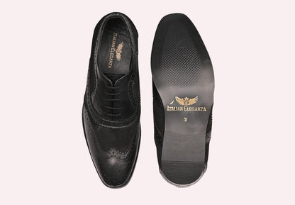 Comfortable Leather Brogues Oxford Laceup Shoes | Black