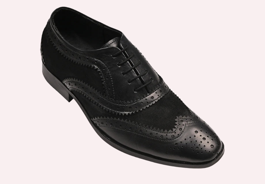 Comfortable Leather Brogues Oxford Laceup Shoes | Black