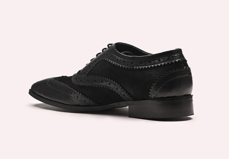 Comfortable Leather Brogues Oxford Laceup Shoes | Black