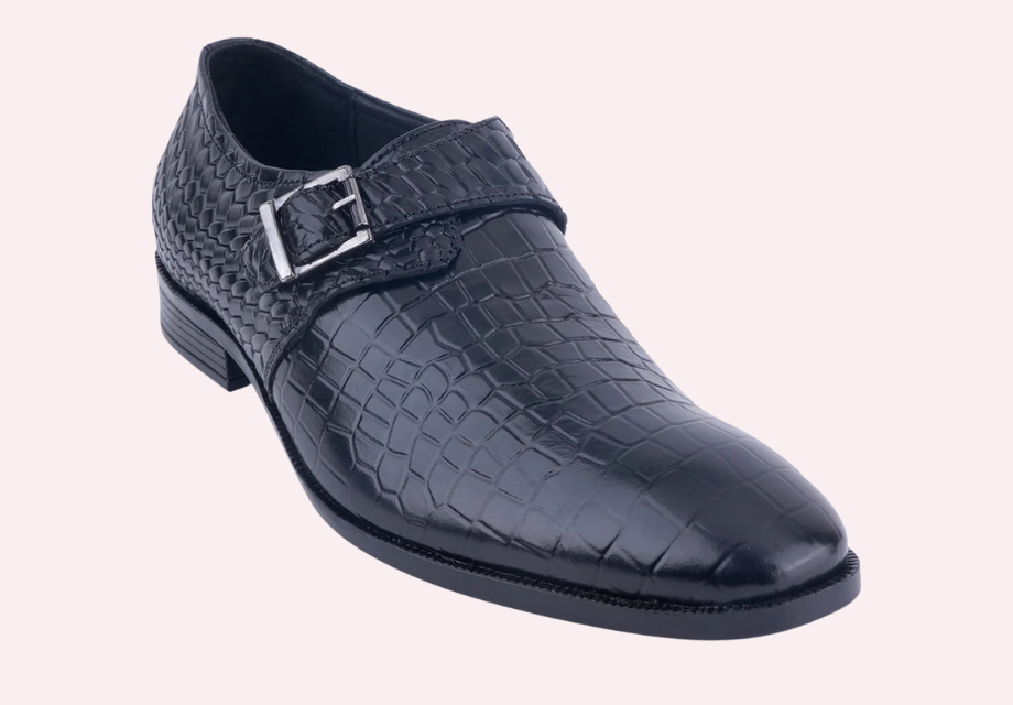 Attractive Genuine Leather Textured Monkstrap for Men | Black