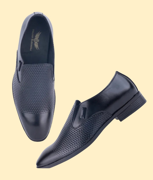 Stylish Genuine Leather Solid Loafer for Men | Black