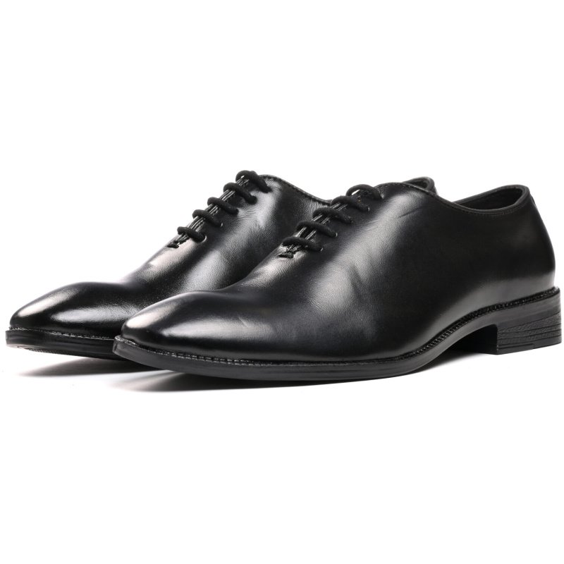 7001-Pure Leather Black Laceups by Italian Eleganza