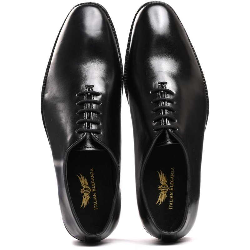 7001-Pure Leather Black Laceups by Italian Eleganza