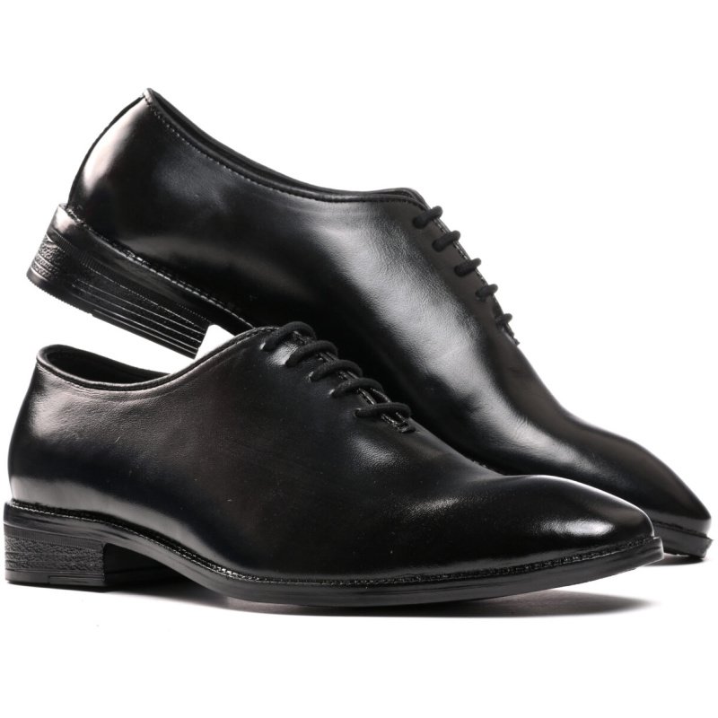 7001-Pure Leather Black Laceups by Italian Eleganza