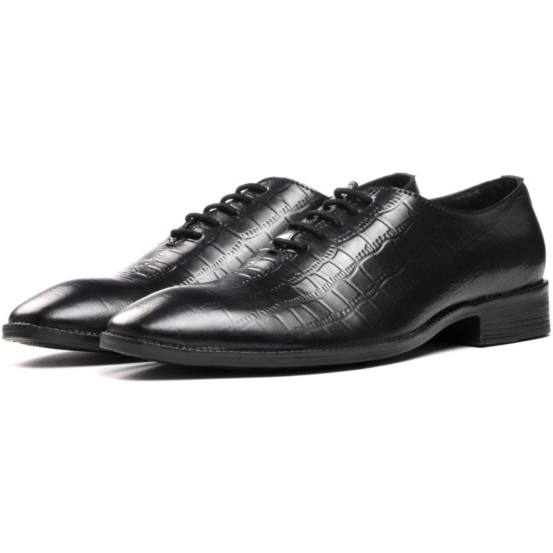 7002-Black Genuine Leather Laceups by Italian Eleganza