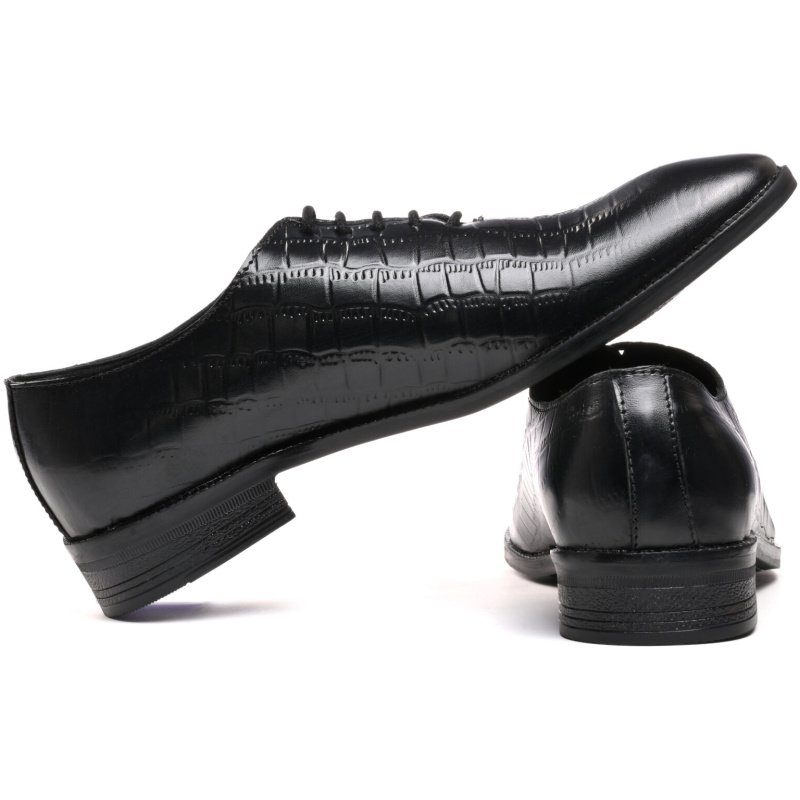 7002-Black Genuine Leather Laceups by Italian Eleganza