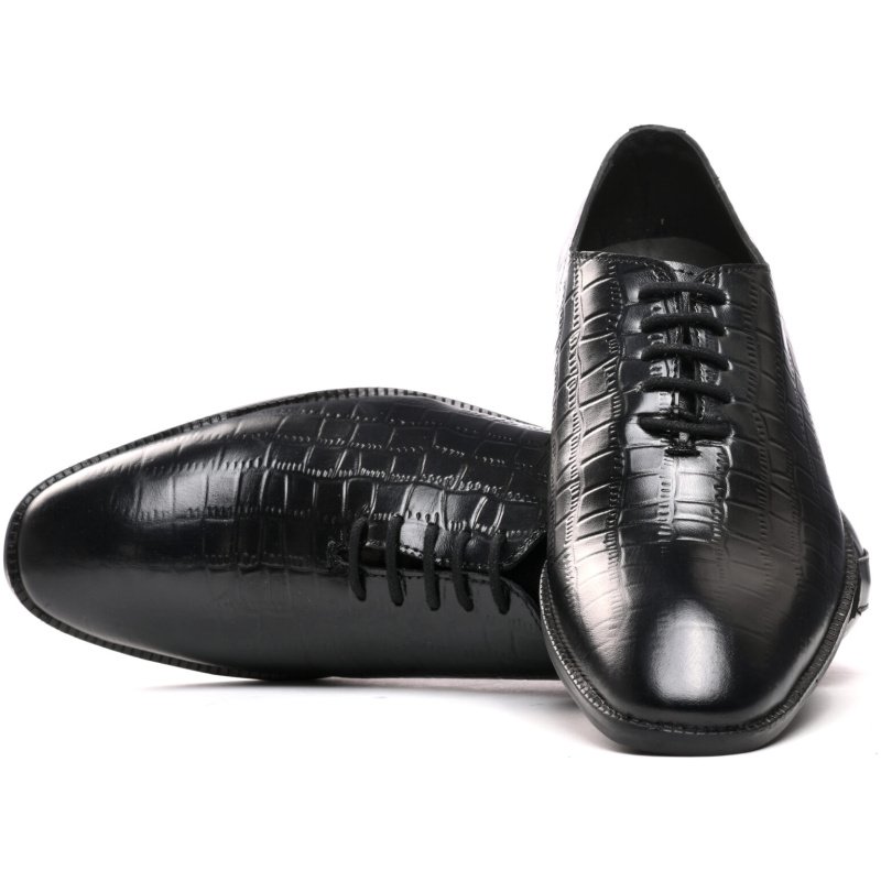 7002-Black Genuine Leather Laceups by Italian Eleganza