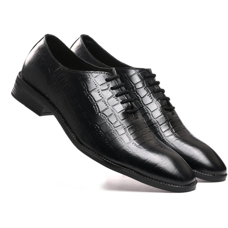 7002-Black Genuine Leather Laceups by Italian Eleganza