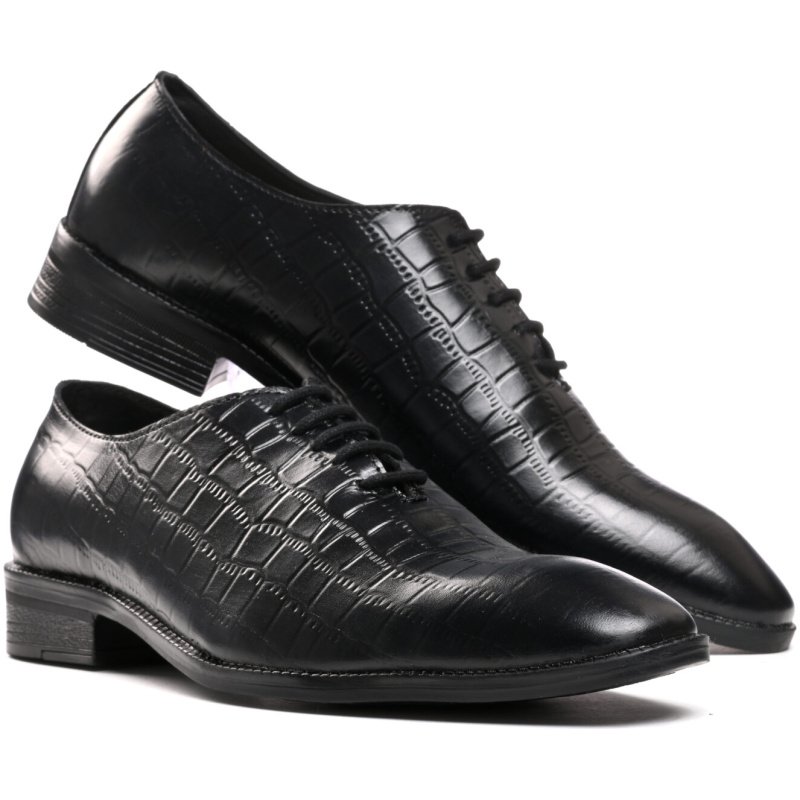 7002-Black Genuine Leather Laceups by Italian Eleganza