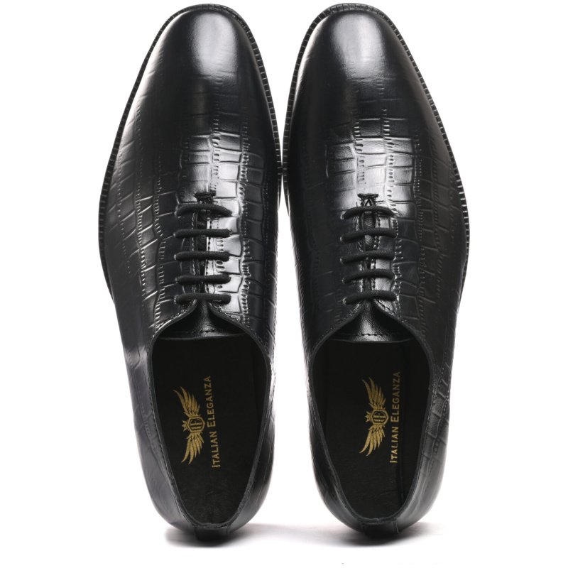 7002-Black Genuine Leather Laceups by Italian Eleganza