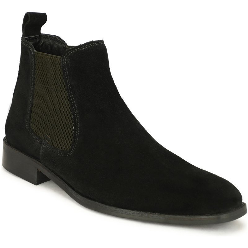 Genuine Suede Leather Chelsea Boots | Black - Image 5