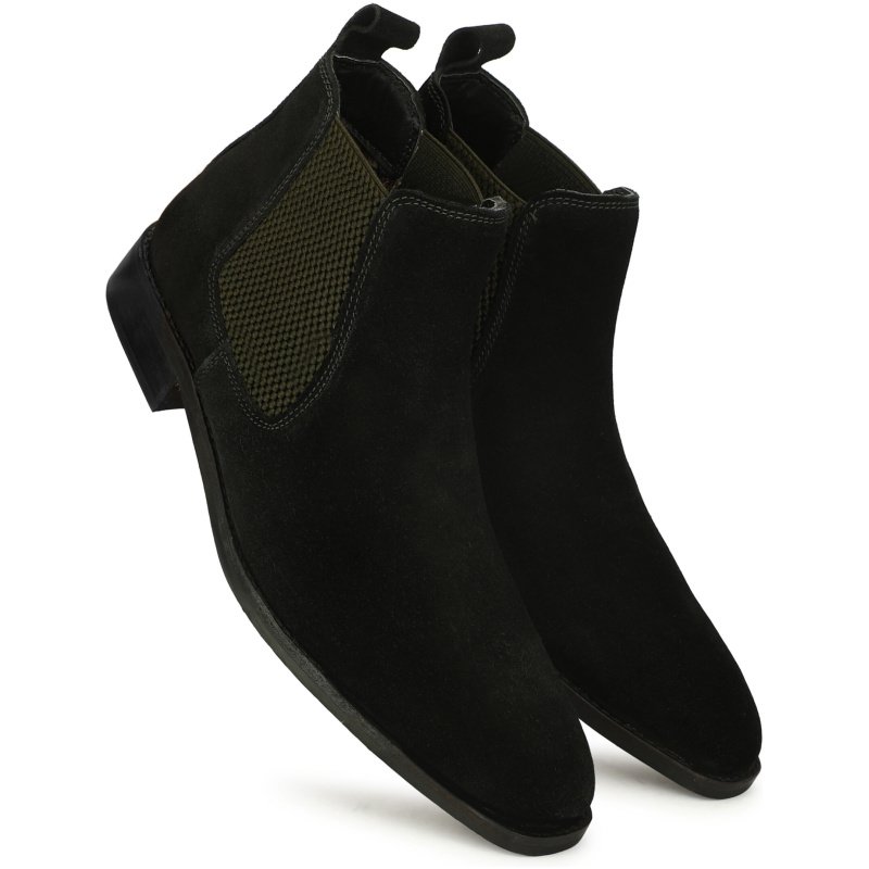 Genuine Suede Leather Chelsea Boots | Black