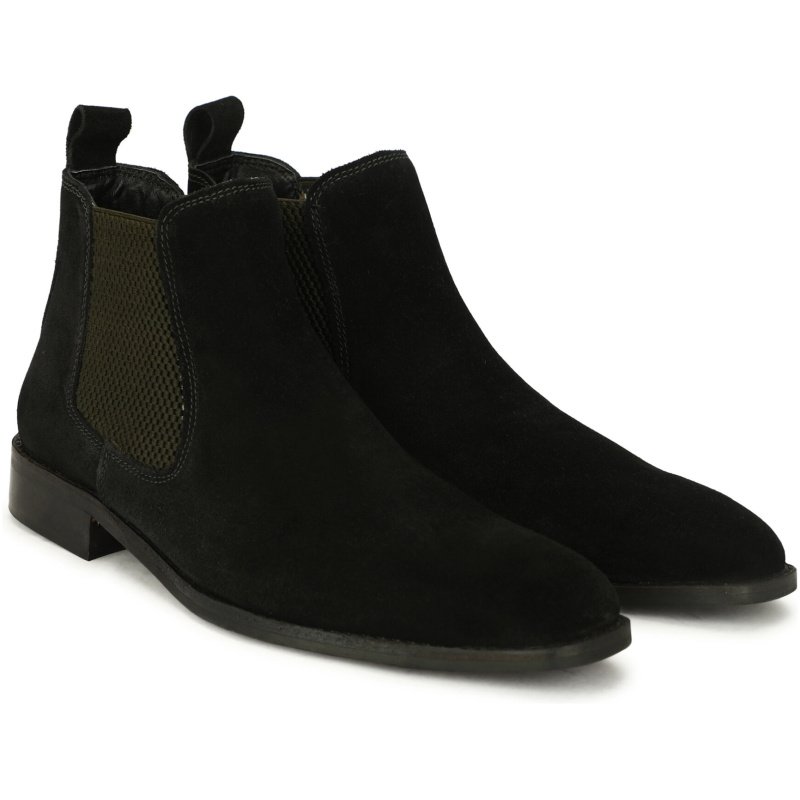 Genuine Suede Leather Chelsea Boots | Black - Image 3