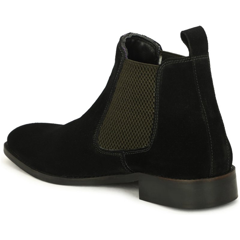 Genuine Suede Leather Chelsea Boots | Black - Image 4